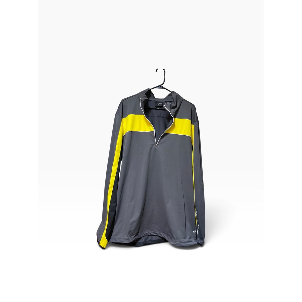 Galvin Green Mens XXL Quarter Zip Golf Pullover Grey Yellow Colorblock Portugal